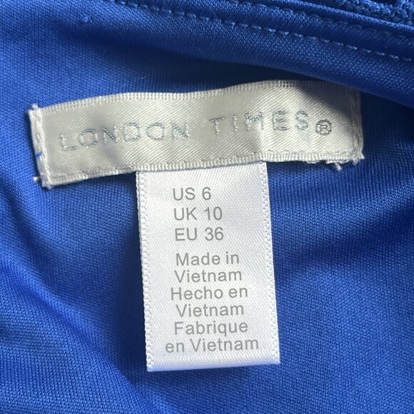 London Times Eyelit Inset Midi Dress Size 6 - Picture 5 of 7